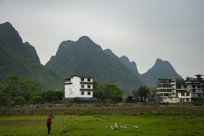 桂林山水田园小镇风光