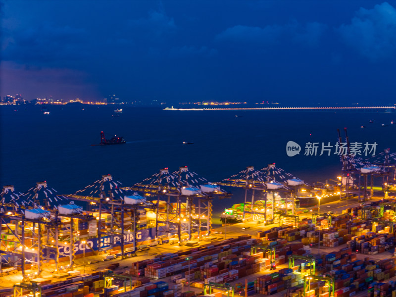 广州南沙港码头夜景