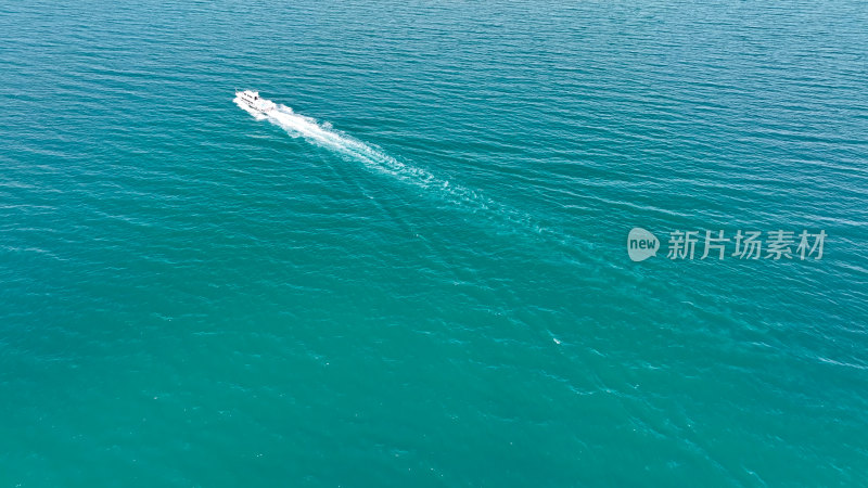 青海湖上飞驰的游艇