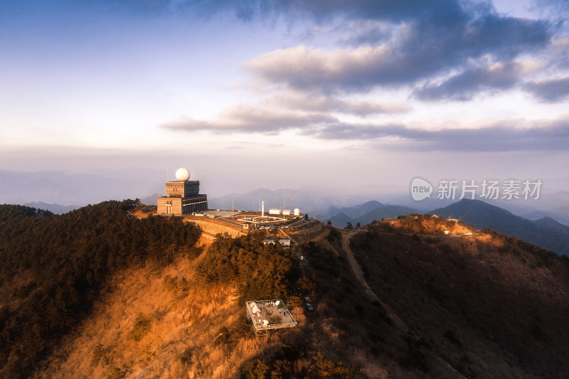 航拍杭州大明山牵牛岗上的天文观测台
