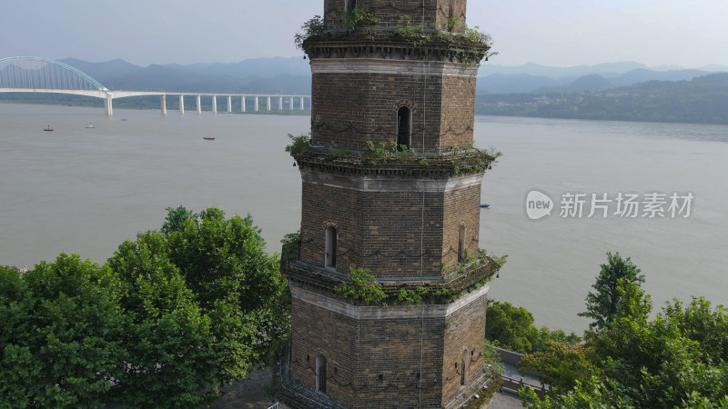 航拍湖北宜昌天然塔