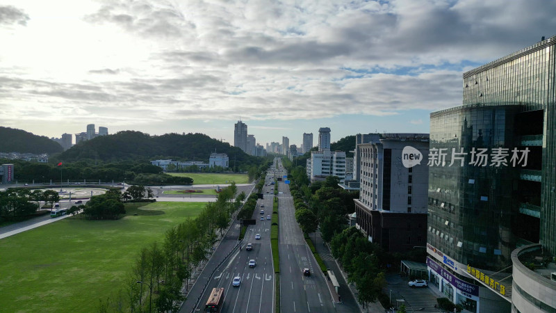 航拍台州城市风光地标建筑