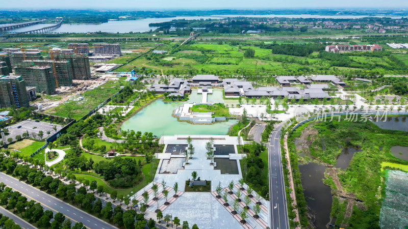 湖北荆州城市绿化植物航拍