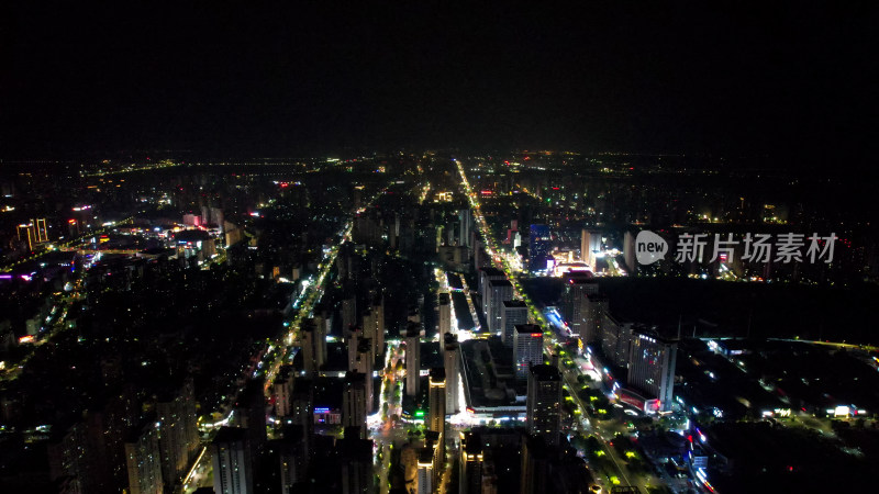 安徽蚌埠新区城市夜景灯光航拍