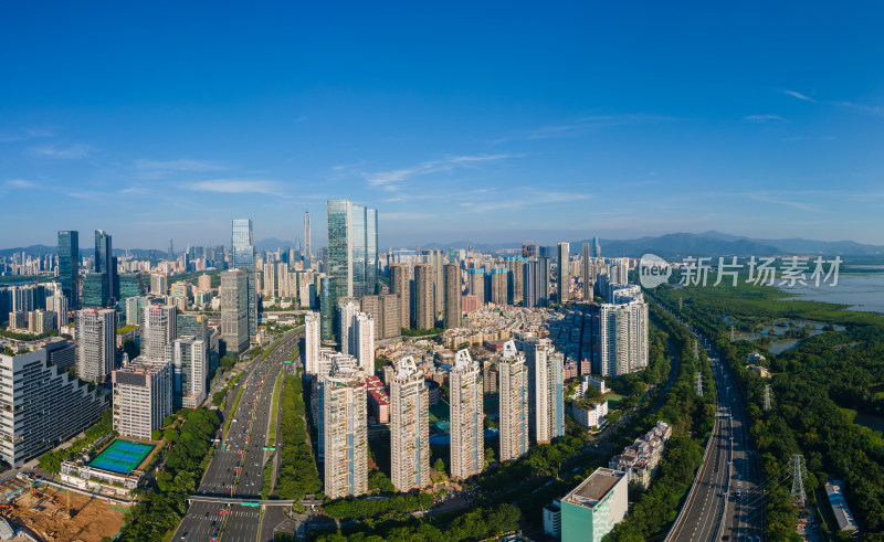 航拍广东深圳福田下沙看平安大厦全景