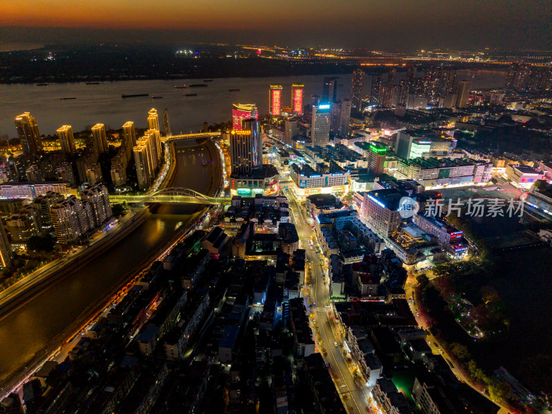 芜湖城市夜景灯光航拍图