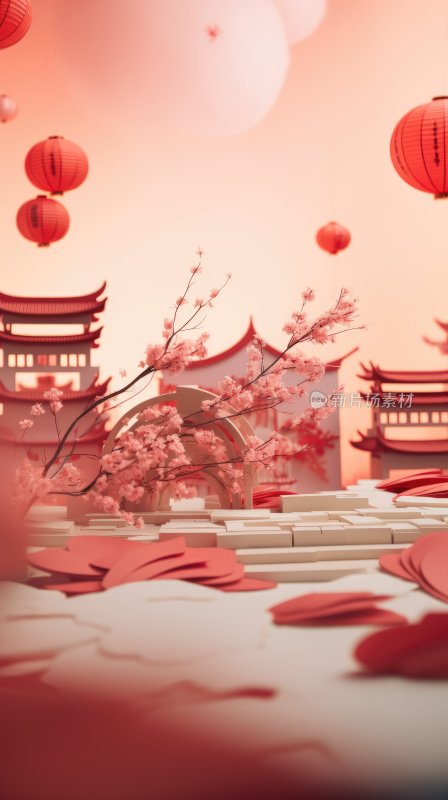 新春氛围，唯美中国古风场景