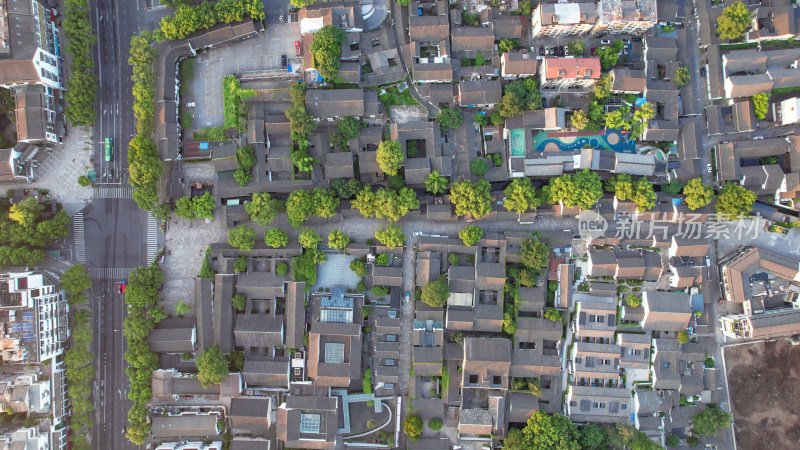 俯拍浙江绍兴鲁迅故居5A景区