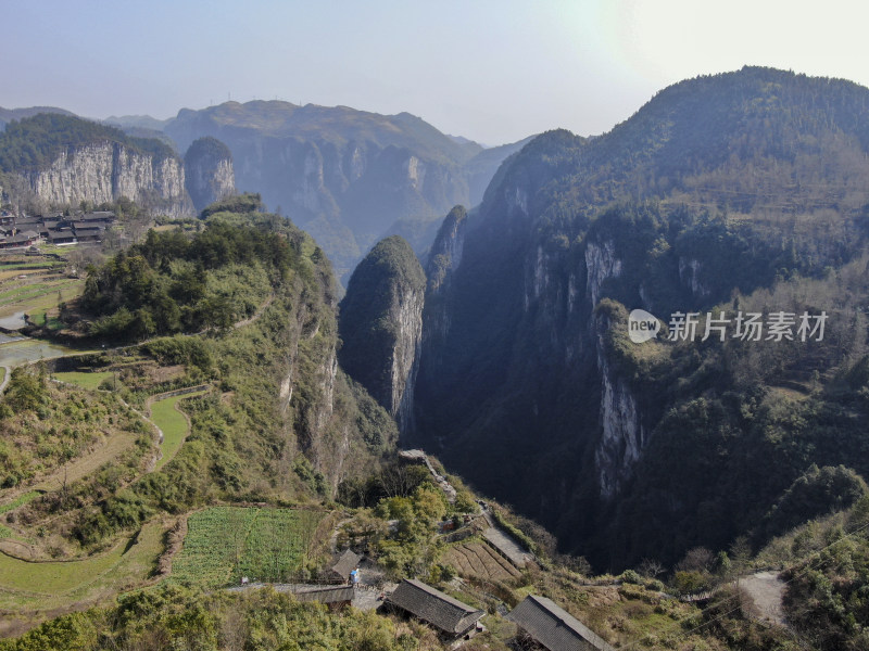 湖南湘西矮寨奇观 A景区航拍摄影图