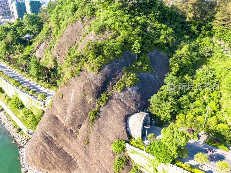 湖南新晃城市沿河风光航拍摄影图