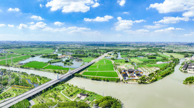 航拍江苏省苏州市田园乡村风光大景