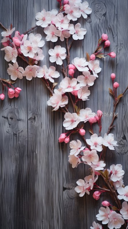 棕色木板上的樱花