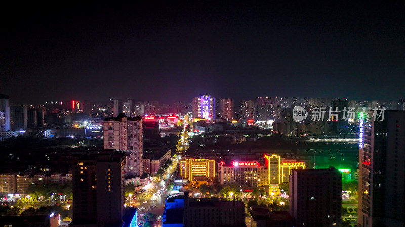 江西九江城市夜景交通航拍图