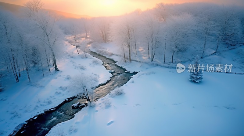 冬季唯美雪景雪山海报背景配图高清摄影图