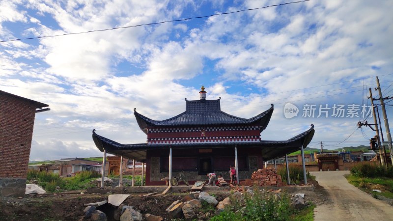 乡村中式传统建筑场景