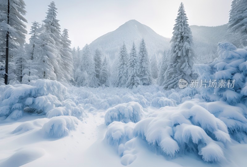 冬季森林白雪覆盖风景