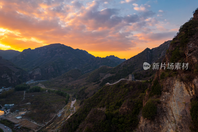 天津蓟州黄崖关长城旅游景区自然风光航拍