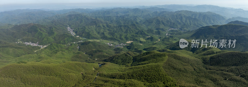 杭州余杭黄湖王位山春天航拍全景