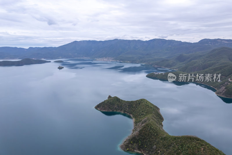 云南丽江泸沽湖摩梭族美景高空航拍