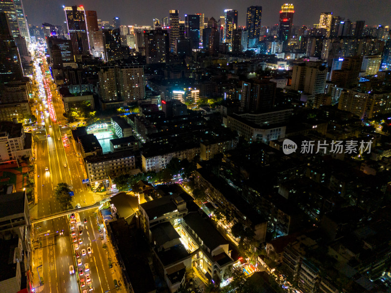 成都春熙路夜景航拍图