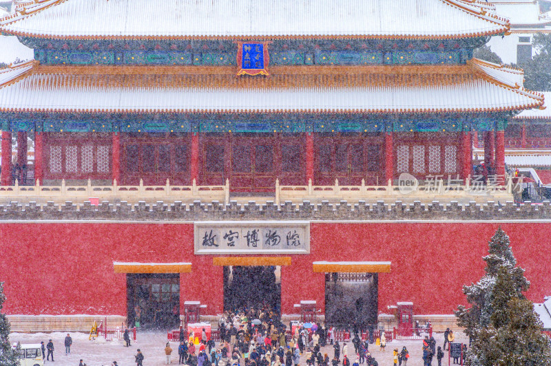 北京故宫博物院雪中古建筑风光