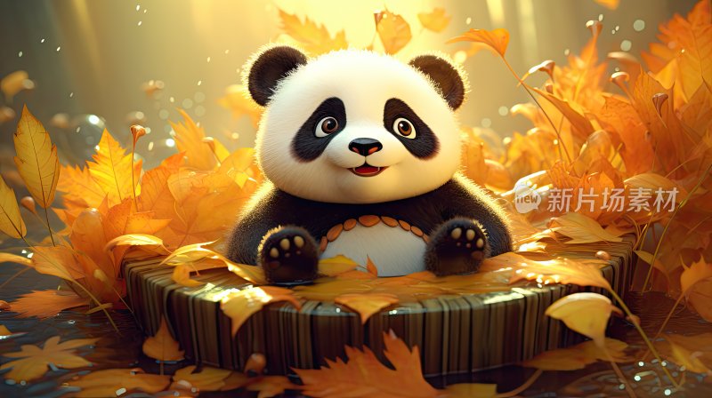 可爱的大熊猫插画