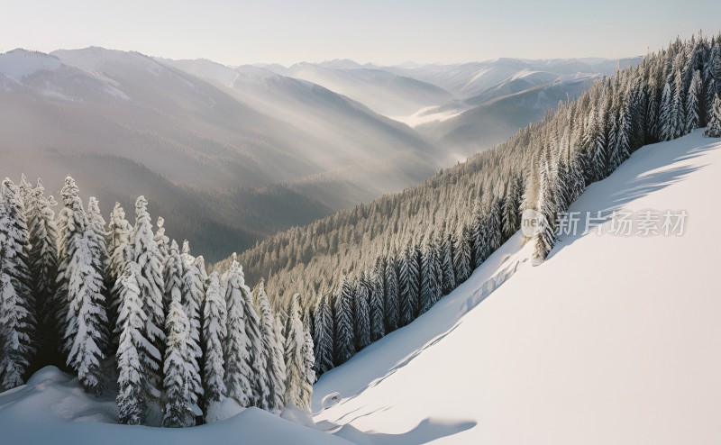 冬季森林白雪覆盖风景