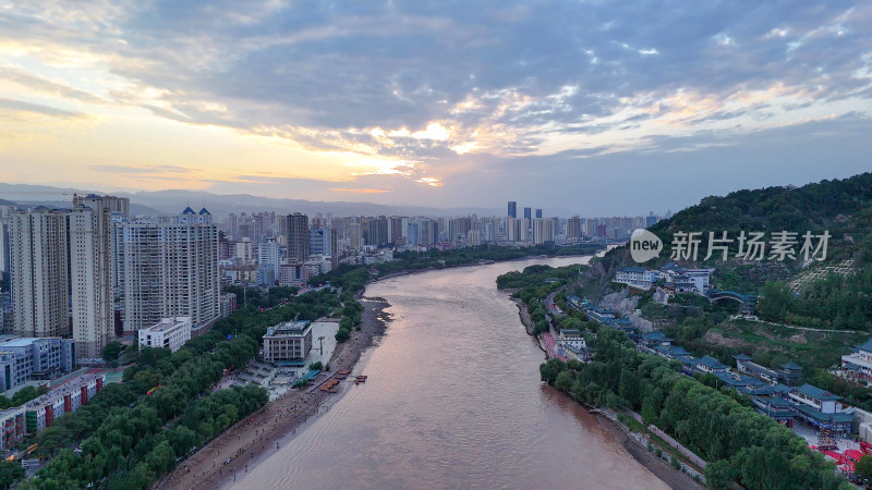 甘肃兰州黄河风光兰州大景航拍