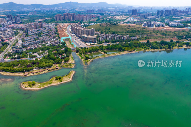 河南平顶山白龟湖风景航拍图