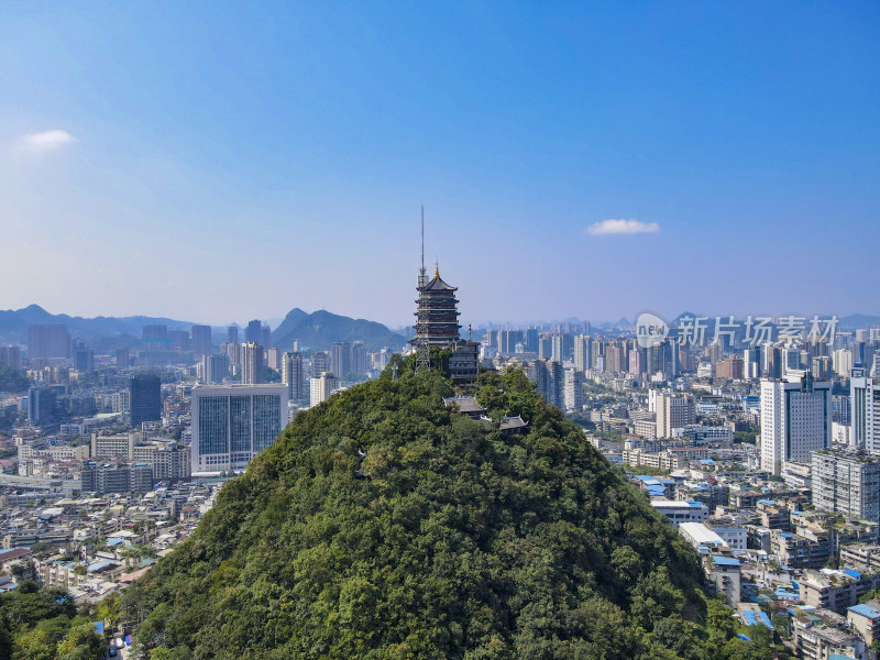 航拍贵阳东山寺