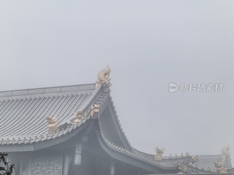 峨眉山金顶寺庙古建筑屋檐装饰