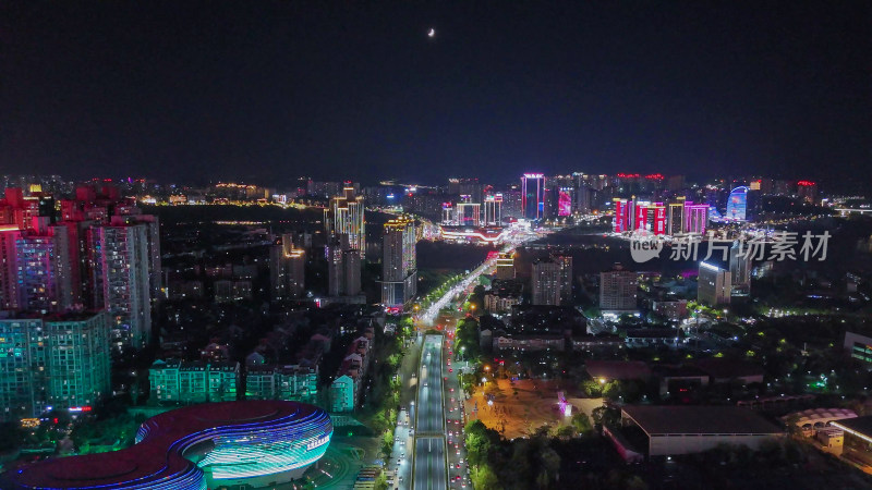 航拍四川泸州夜景泸州一环路夜景摄影图