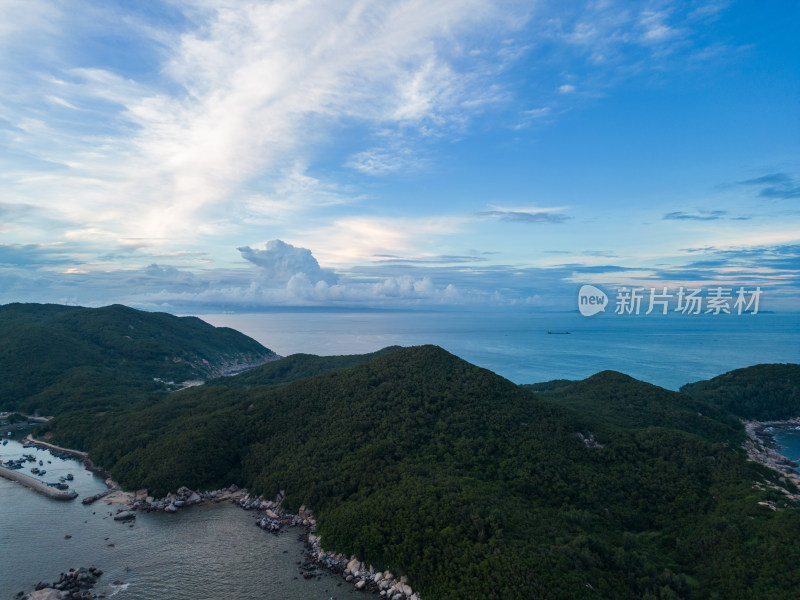 航拍大海岛屿森林