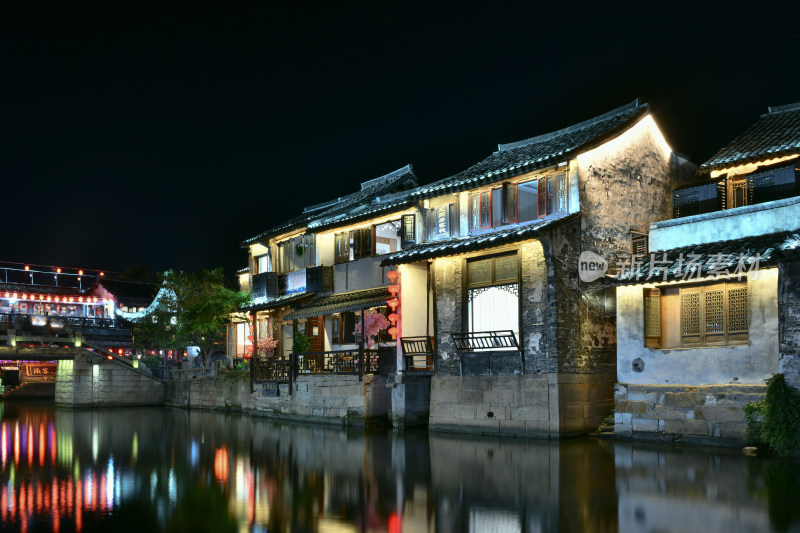 江南水乡西塘古镇景区夜景