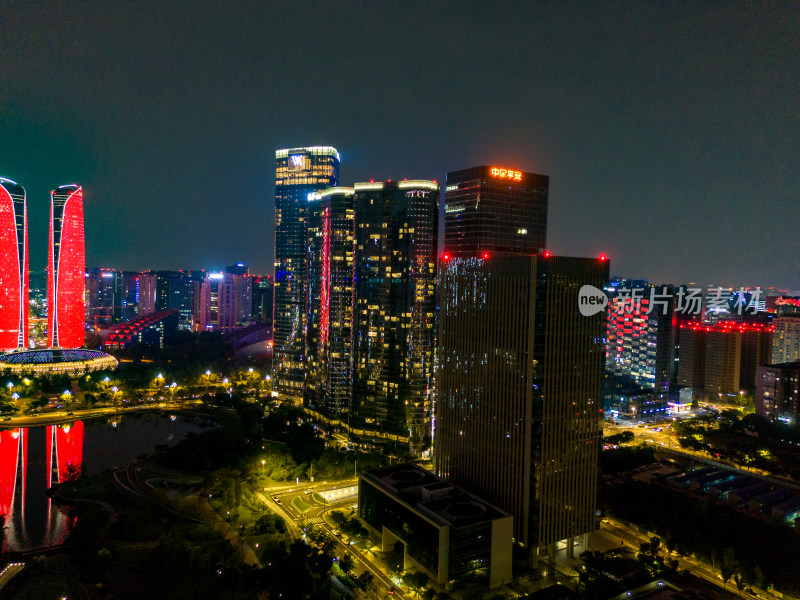 成都夜景交通航拍图