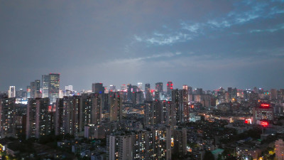 航拍成都一环夜景成都建设