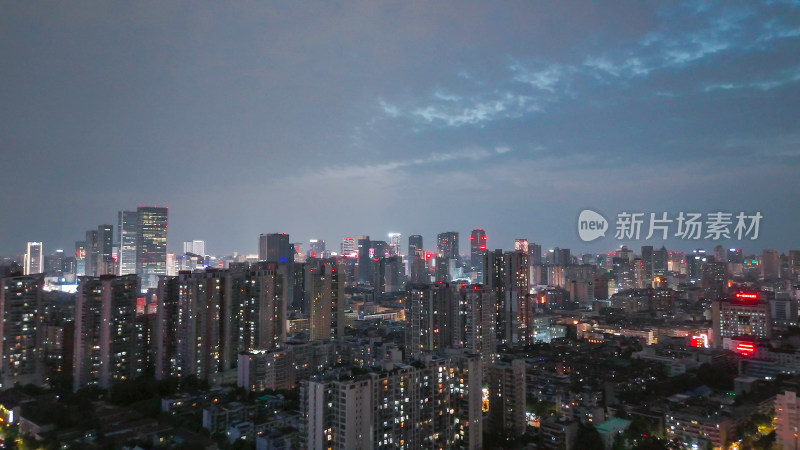 航拍成都一环夜景成都建设