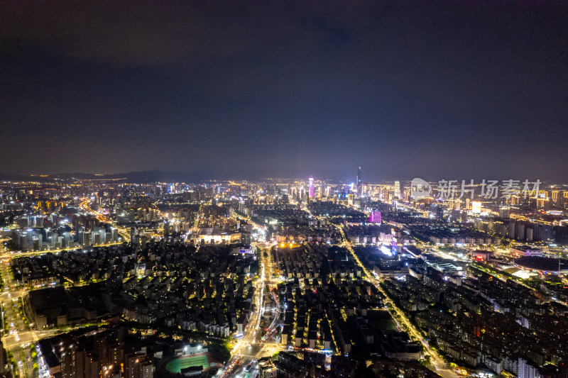 宁波城市夜景航拍图