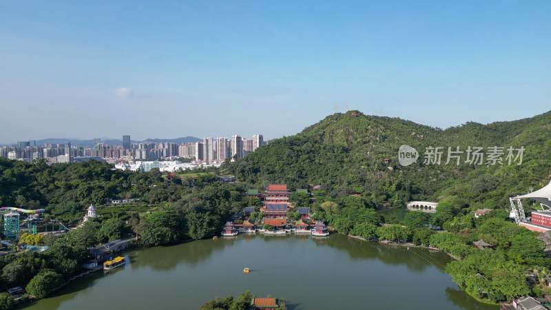 航拍广东珠海圆明新园4A景区