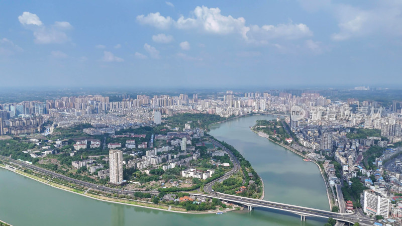 航拍四川内江大景内江城市建设摄影图