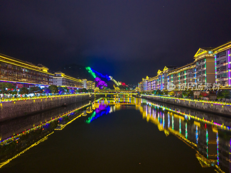 湖南通道侗族风雨桥夜景