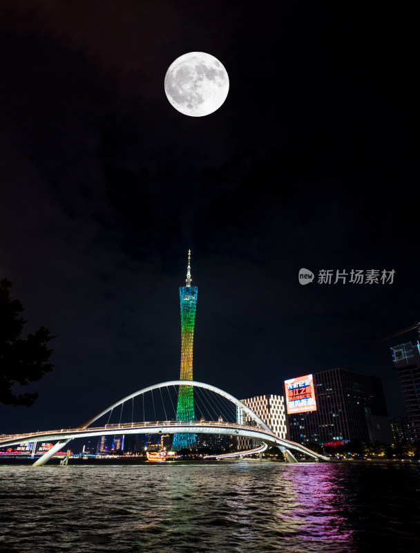 广州海心桥 广州塔 珠江夜色 广州夜景