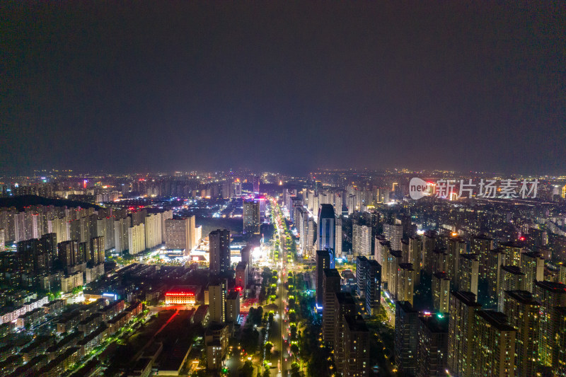 安徽蚌埠新城区城市夜景航拍图