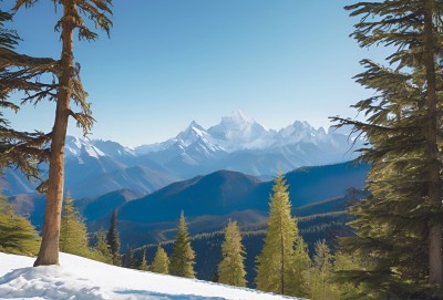 雪山高原草原森林风景