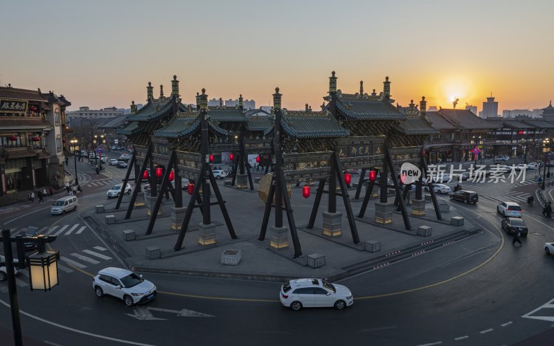 山西省大同市大同古城四牌楼航拍