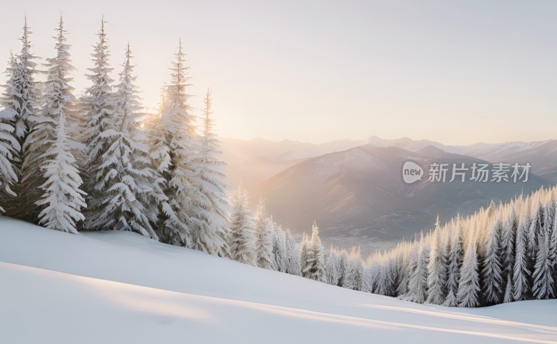 冬季森林白雪覆盖风景