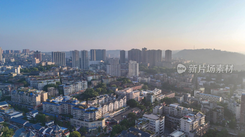 航拍四川自贡建设自贡城市风光