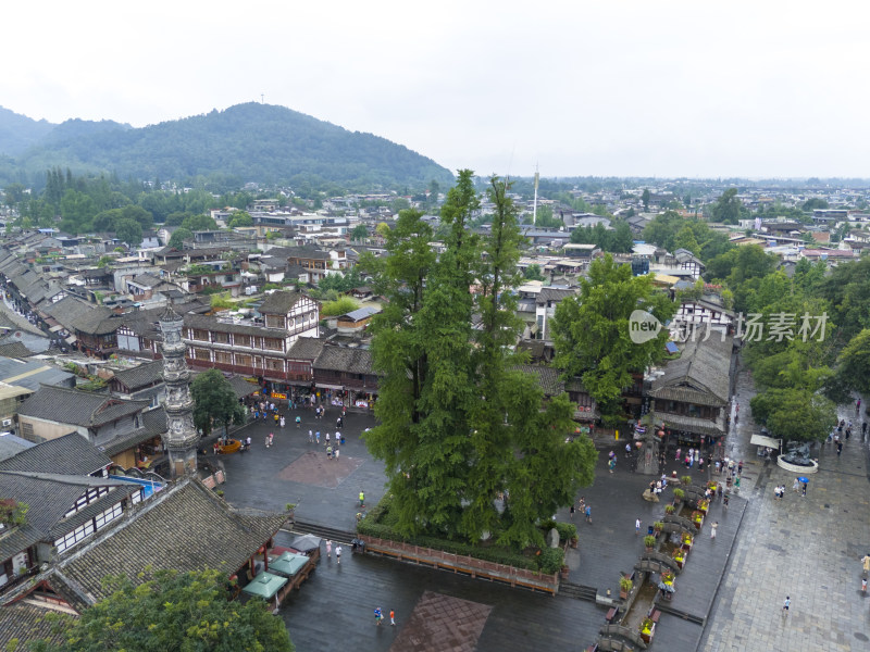 成都市崇州街子古镇航拍