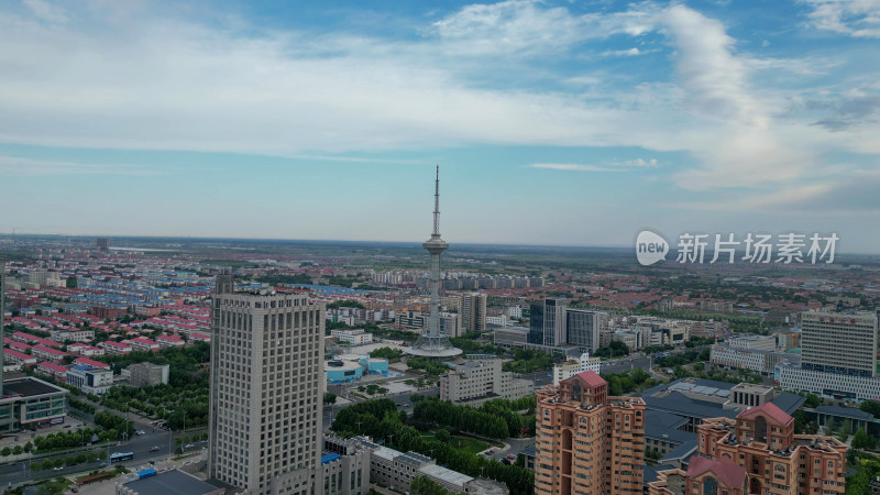 航拍山东东营城市建设