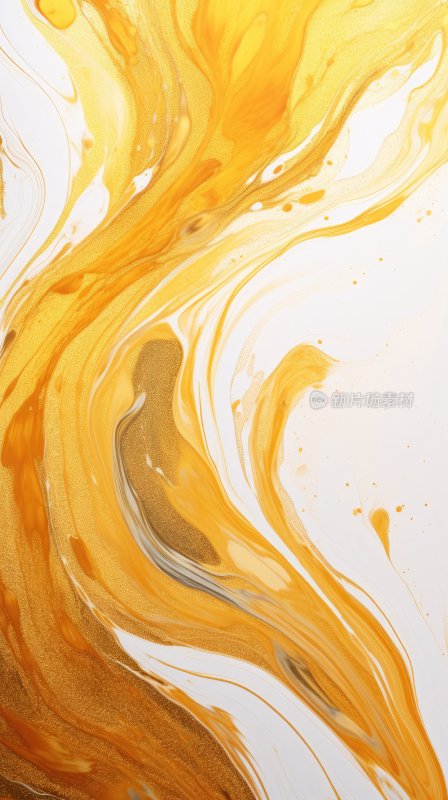 抽象绘画和金色飞溅流体纹理